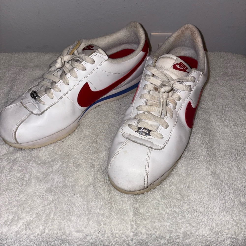 Nike Men's White and Red Cortez